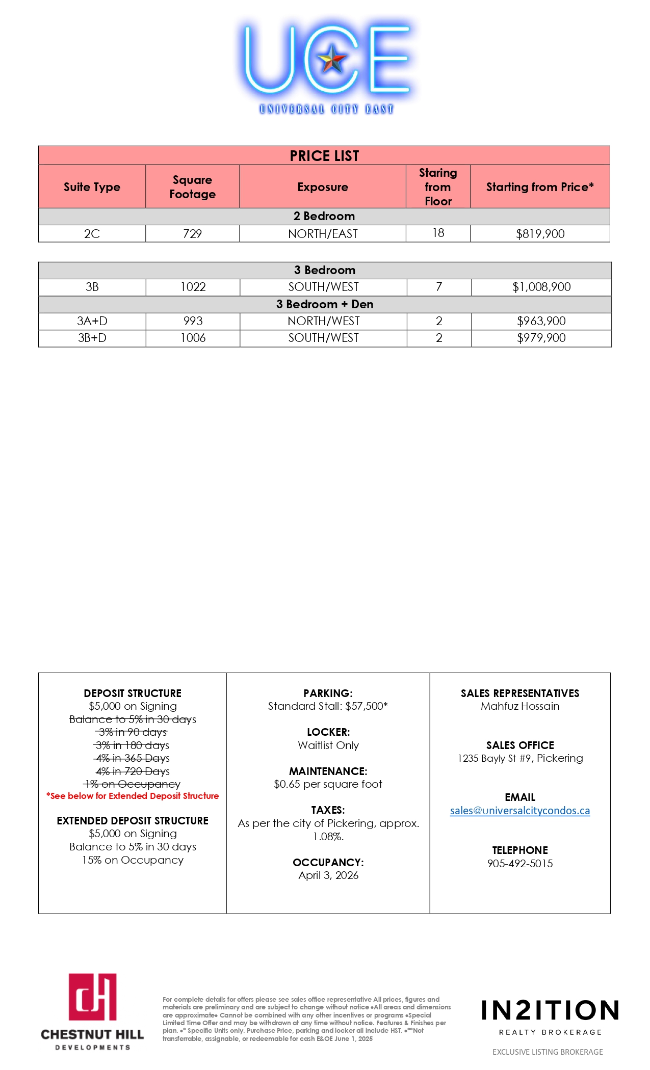 UCE Price List