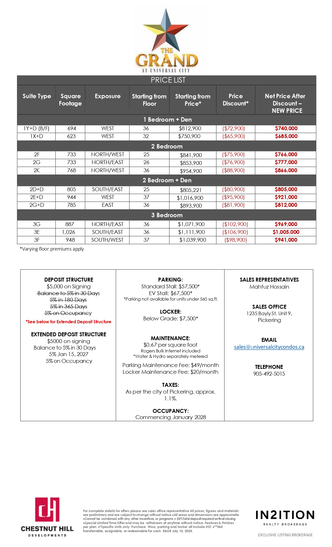 EXCLUSIVE BROKER PRICE LIST