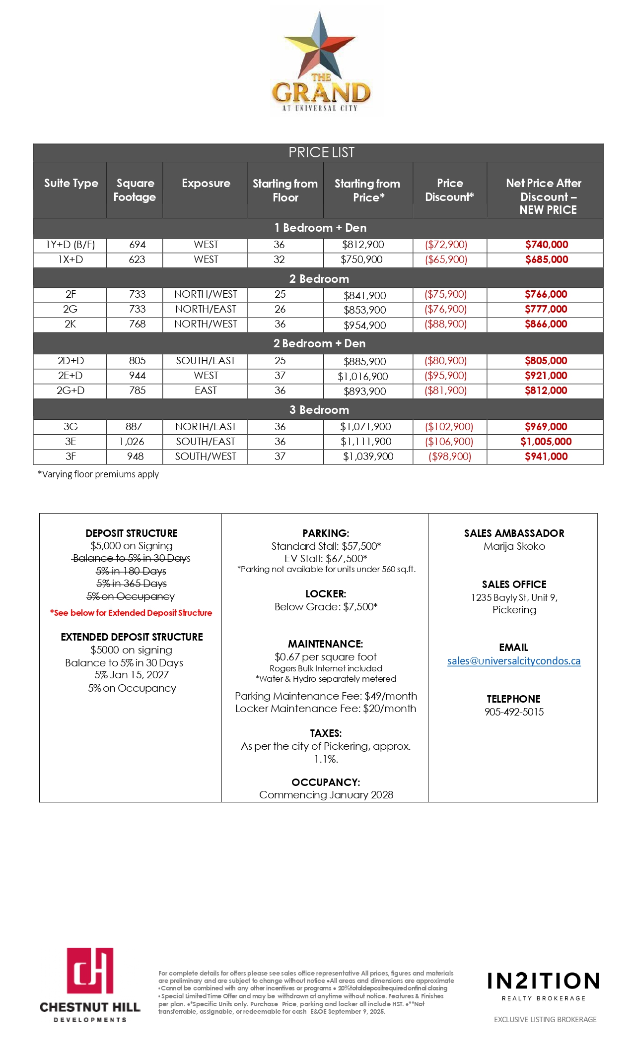 EXCLUSIVE BROKER PRICE LIST